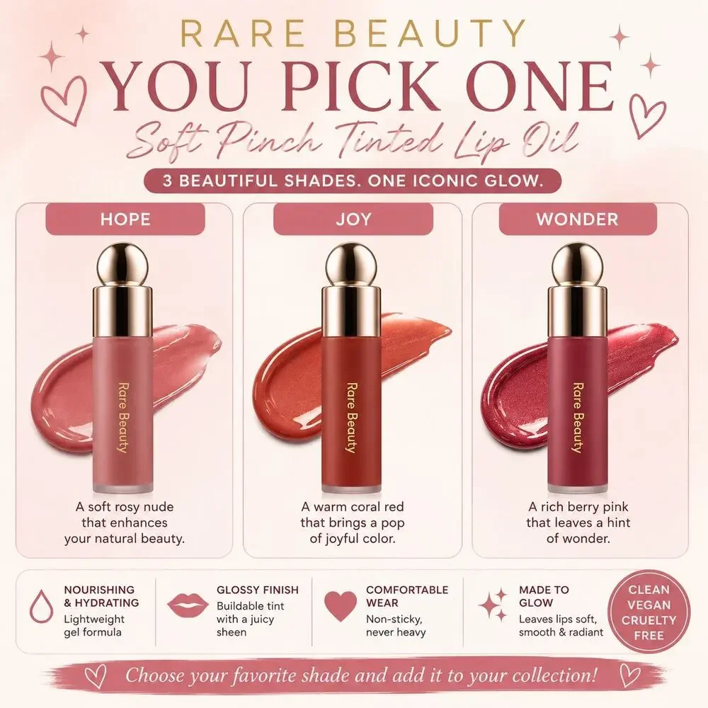 Rare Beauty soft pinch tinted lip oil.